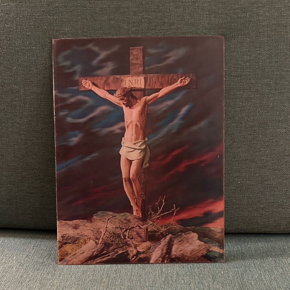 MCM Jesus Lenticular Hologram Crucifixion Scene print.